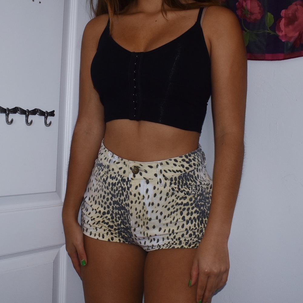 BDG Leopard Print High Waisted Cheeky Shorts